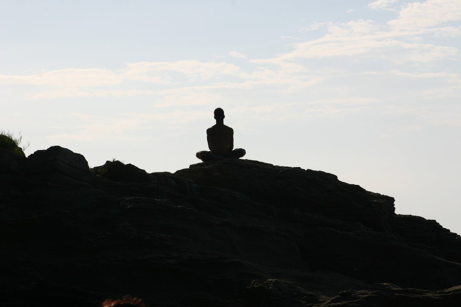A person meditates